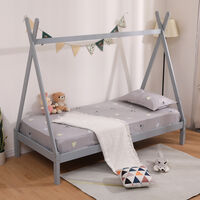 HARRY KIDS WOODEN TEEPEE TENT SINGLE BED FRAME Grey