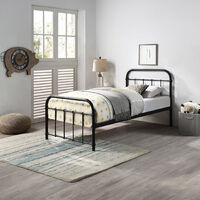 TEWIN TRADITIONAL HOSPITAL STYLE BLACK METAL BED FRAME - SINGLE