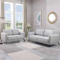 OSLO MODERN SCANDI STYLE FABRIC LIVING ROOM 2+3 SEATER SOFA SET LIGHT GREY