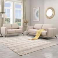 OSLO MODERN SCANDI STYLE FABRIC LIVING ROOM 2+3 SEATER SOFA SET BEIGE
