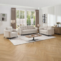Solna 1+2+3 Seater Scandi Style Fabric Living Room Sofa Set (Beige)