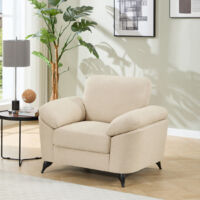 MALMO MODERN SCANDI STYLE FABRIC LIVING ROOM CHAIR BEIGE