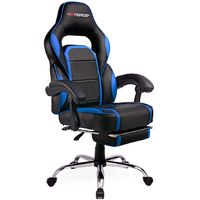 GTFORCE PACE BLUE LEATHER RACING SPORTS OFFICE CHAIR IN BLACK AND BLUE