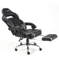 GTFORCE PACE GREY LEATHER RACING SPORTS OFFICE CHAIR IN BLACK AND GREY