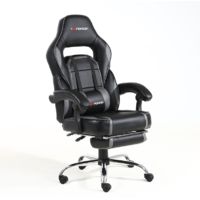 GTFORCE PACE GREY LEATHER RACING SPORTS OFFICE CHAIR IN BLACK AND GREY