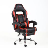 GTFORCE PACE RED LEATHER RACING SPORTS OFFICE CHAIR IN BLACK AND RED