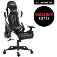 GTFORCE PRO GT LEATHER RACING SPORTS OFFICE CHAIR IN BLACK AND WHITE