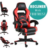GTFORCE TURBO RED LEATHER RACING SPORTS OFFICE CHAIR IN BLACK AND RED