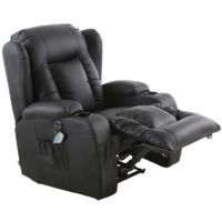 CAESAR BLACK ELECTRIC LEATHER AUTO RECLINER MASSAGE HEATED GAMING WING CHAIR