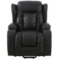 CAESAR BLACK ELECTRIC RISE LEATHER RECLINER MASSAGE ROCKING SWIVEL HEATED WING CHAIR