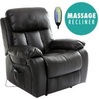 CHESTER BLACK REAL LEATHER RECLINER ARMCHAIR