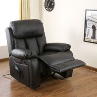 CHESTER BLACK REAL LEATHER RECLINER ARMCHAIR