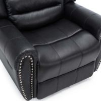 DENVER BONDED LEATHER RECLINER ARMCHAIR STUD SOFA HOME LOUNGE RECLINING CHAIR - BLACK