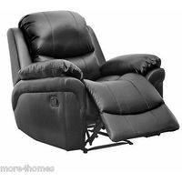 MADISON LEATHER RECLINER ARMCHAIR SOFA HOME LOUNGE CHAIR RECLINING GAMING[Black]