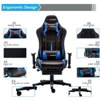 GTFORCE FORMULA RX LEATHER RACING SPORTS OFFICE CHAIR IN BLACK AND BLUE