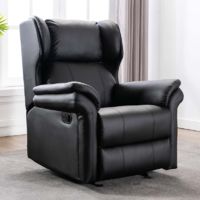 OAKFORD BLACK LEATHER ROCKING RECLINER CHAIR