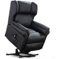 OAKFORD ELECTRIC RISE RECLINER BONDED LEATHER ARMCHAIR LOUNGE MOBILITY CHAIR BLACK