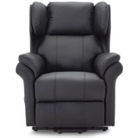 OAKFORD ELECTRIC RISE RECLINER BONDED LEATHER ARMCHAIR LOUNGE MOBILITY CHAIR BLACK