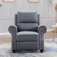DUXFORD LINEN FABRIC PUSHBACK RECLINER ARMCHAIR SOFA OCCASIONAL CHAIR[Charcoal,RC1-2070-030-040-CHAR,Fabric]