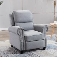 DUXFORD LINEN FABRIC PUSHBACK RECLINER ARMCHAIR SOFA OCCASIONAL CHAIR[Grey,RC1-2070-030-040-GREY,Fabric]