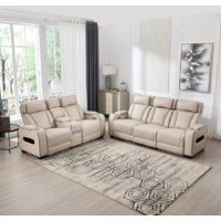 CAPRI ELECTRIC AIR LEATHER RECLINER CHAIR 2+3 Seater (BEIGE)