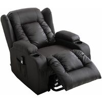 CAESAR DUAL MOTOR RISER RECLINER WINGED LEATHER ARMCHAIR MASSAGE HEATED LOUNGE MOBOLITY CHAIR BROWN