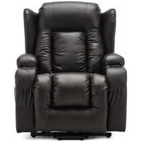 CAESAR DUAL MOTOR RISER RECLINER WINGED LEATHER ARMCHAIR MASSAGE HEATED LOUNGE MOBOLITY CHAIR BROWN