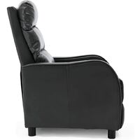 More4Homes SELBY BONDED LEATHER PUSHBACK RECLINER ARMCHAIR SOFA GAMING CHAIR RECLINING (Black)