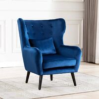 Winslow Wing Back Occasional Fabric Lounge Accent Chair Living Room Armchair Navy without Footstool