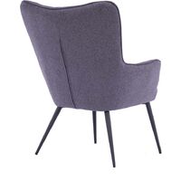 Vera Linen / Velvet Occasional Lounge Living Room Accent Chair Armchair Metal Legs Charcoal without Footstool - Charcoal without Footstool