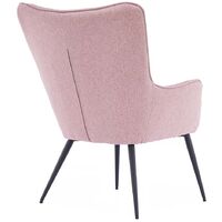 Vera Linen / Velvet Occasional Lounge Living Room Accent Chair Armchair Metal Legs Pink wihtout Footstool