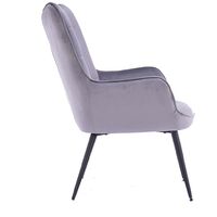 Vera Linen / Velvet Occasional Lounge Living Room Accent Chair Armchair Metal Legs Grey Velvet without Footstool