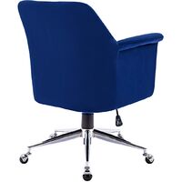 More4homes Rene Velvet Swivel Desk Study Home Office Computer Chair Livingroom Bedroom Armchair Blue