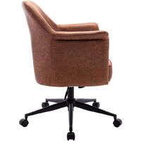 More4homes Rene Faux Leather Swivel Desk Study Home Office Computer Chair Livingroom Bedroom Armchair Brown - Brown