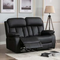 CHESTER HIGH BACK MANUAL BOND GRADE LEATHER RECLINER 3+2+1 SUITE SOFA ARMCHAIR SET BROWN 2 SEATER - Brown