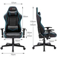 GTFORCE EVO Z RACING RECLINING SWIVEL OFFICE GAMING COMPUTER PC LEATHER CHAIR BLUE - Blue
