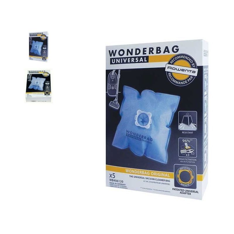 Wonderbag sac à poussière(x5) micro fibre pour Aspirateur ROWENTA WB406120