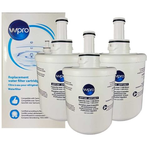 Lot de 3 filtres à eau Wpro APP100/1 pour réfrigérateur Whirlpool - Samsung