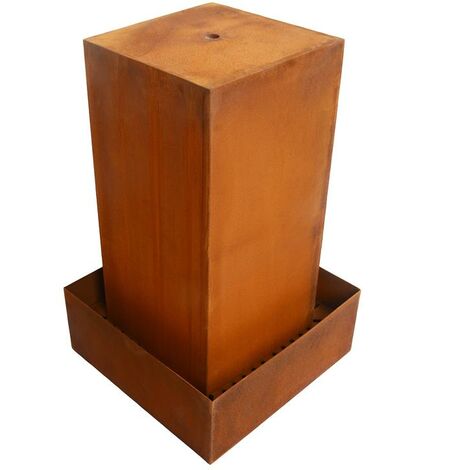 Gartenbrunnen Cortenstahl Brunnen Zierbrunnen Set Springbrunnen Rost 50x50x80 cm