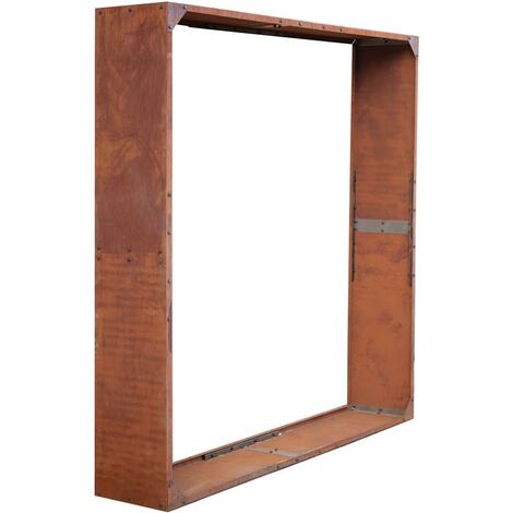 Cortenstahl Sichtschutzwand Brennholzregal 200x200x38 cm Rost Holzlager Edelrost