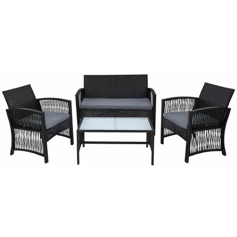 Polyrattan Gartenmobel Set Rattan Sitzgruppe Rattanmobel Garten Lounge Schwarz