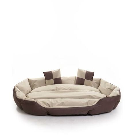 Hundebett Hundekissen Hundekorb Haustierbett Matte Hundesofa Dunkelbraun/Beige 110x80x23 cm