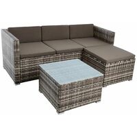 Rattan Lounge Sitzgruppe Gartenmöbel Set Couch 3-Sitzer Rattanmöbel Beige-Braun