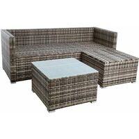 Rattan Lounge Sitzgruppe Gartenmöbel Set Couch 3-Sitzer Rattanmöbel Beige-Braun