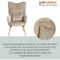 Fernsehsessel Relaxsessel Sessel mit Kissen Lese Stoff Polsterstuhl Wohnzimmer Beige/Grau Samt