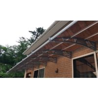 CANOFIX Door Canopy PC 8000 Width x 1500 Projection / DIY Polycarbonate Cantilever Awning/Window Door Pathway Walkway Garden Shed Porch Patio (Grey Bracket - Bronze Sheet)