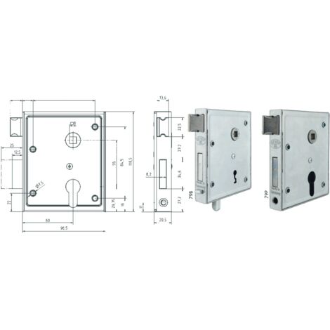 Universal-Kastenschloss 79PK DIN L/R PZ 60mm BEVER