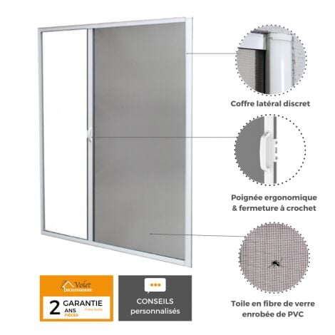 Lot de 2 Moustiquaires Latérales ALU H220 cm x L160 cm Blanc