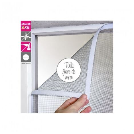 Moustiquaire souple auto-agrippante en fibre de verre 120 cm x 150 cm – Couleur grise – Adaptée aux fenêtres arrondies – Moustikit