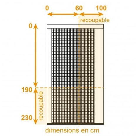 Moustiquaire Plissée ouverture latérale pour Porte, H 230 cm x L 100 cm Alu Blanc